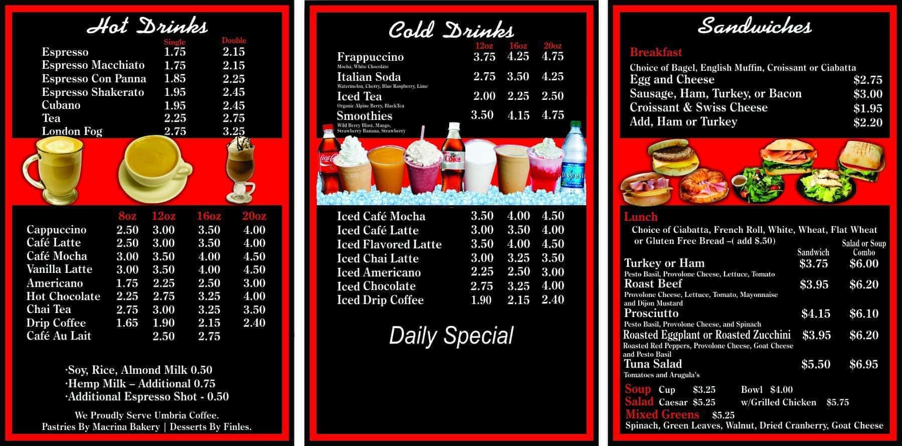 espresso menu 98133