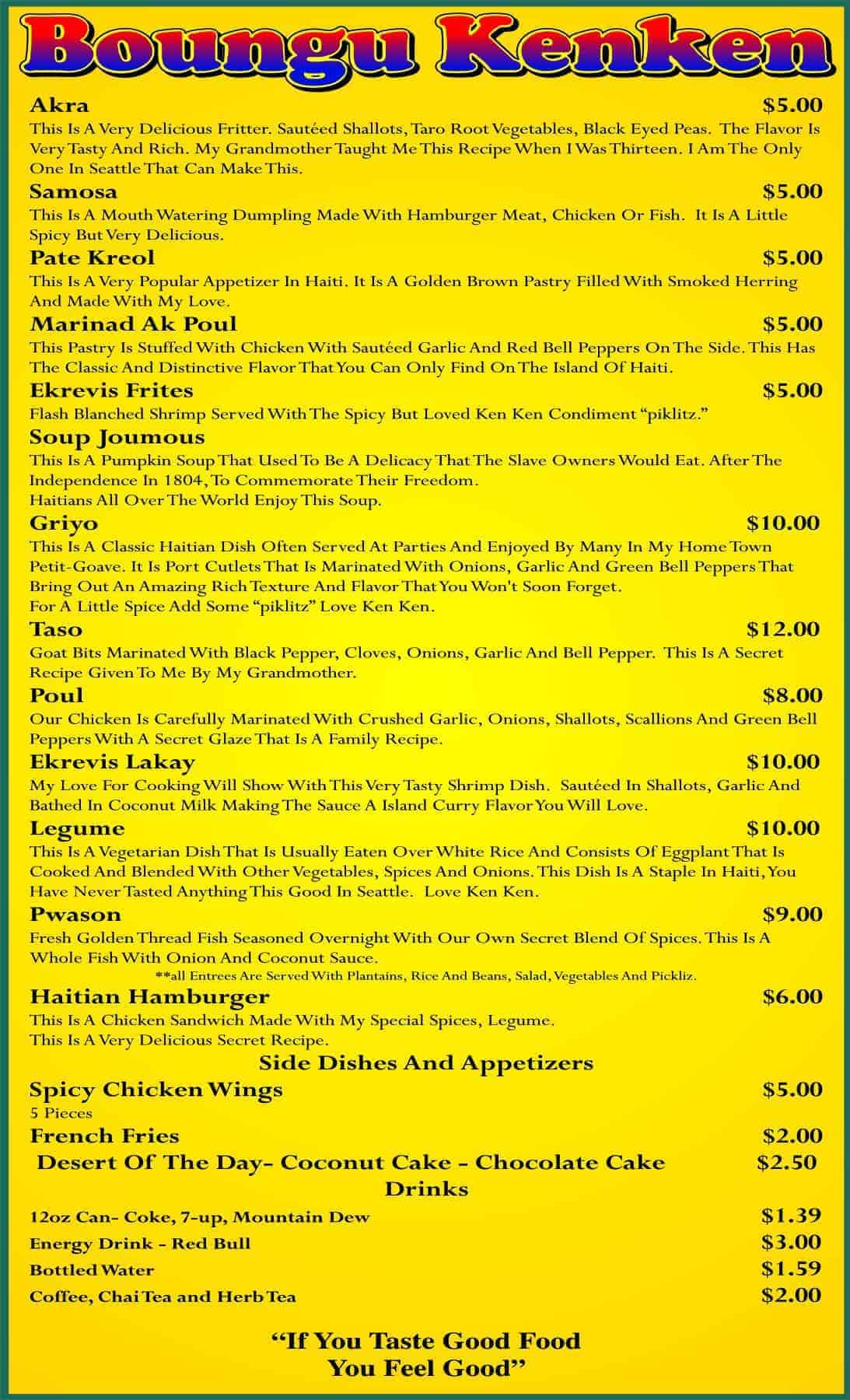 hatian menu