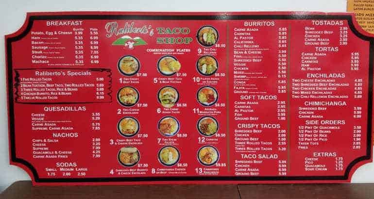 mexican menu board