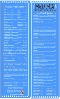 Restaurant Menus, coffee menus and menu boards. Med Mix food service menus